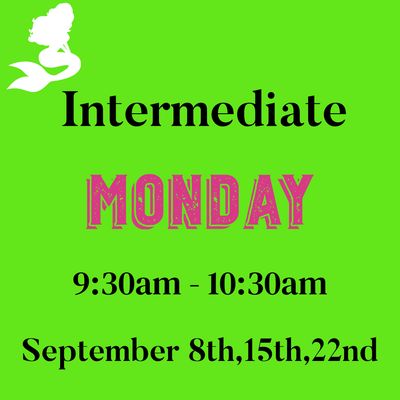 Intermediate / Monday/ September 8,15,22- 9:30am- 10:30am (3weeks)