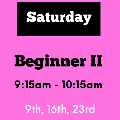 Beginner II/ Saturday/ May 9,16,23 / 9:15am - 10:15am