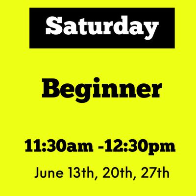 Beginner / Saturday/ June 13,20,27 / 11:30am - 12:30pm