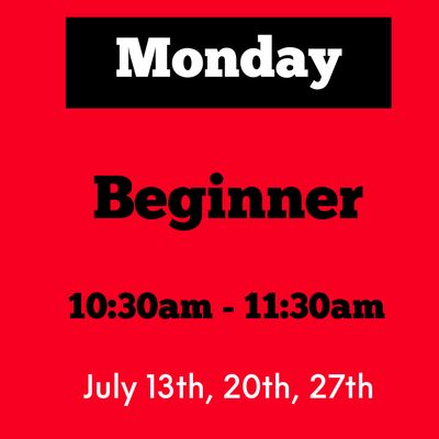 Beginner / Monday/ July 13,20, 27/ 10:30am - 11:30am