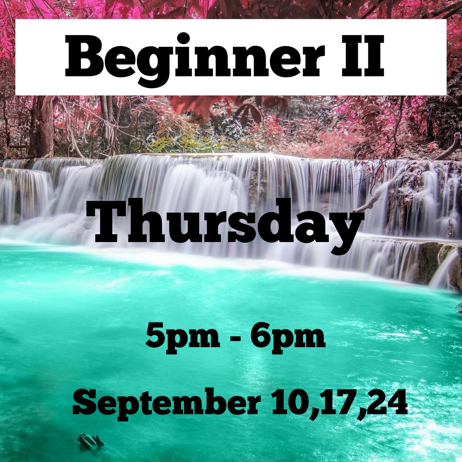 Beginner II / Thursday / September 10th,17th, 24th / 5pm -6pm
