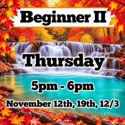 Beginner II / Thursday / November 12th,19th, 12/3 / 5pm -6pm