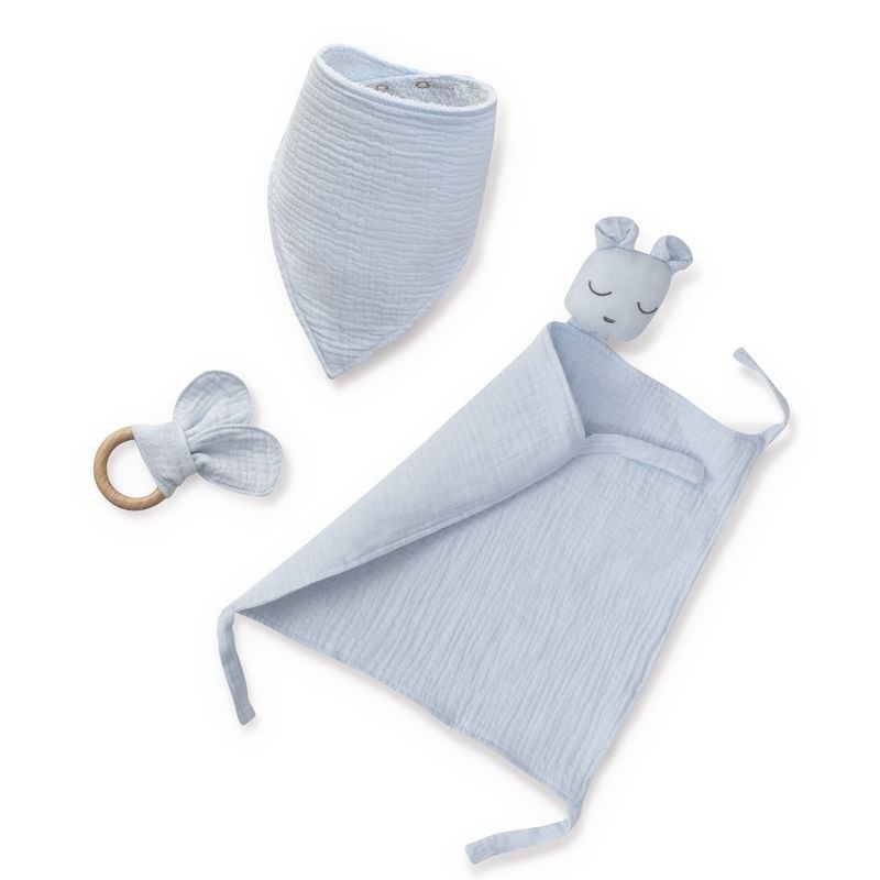 Baby Comfort Set – Blauw | Speendoekje, Bijtring &amp; Slabbetje