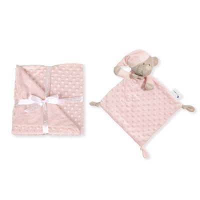Baby Droomset – Roze | Wikkeldeken &amp; Knuffeldoekje met Beertje