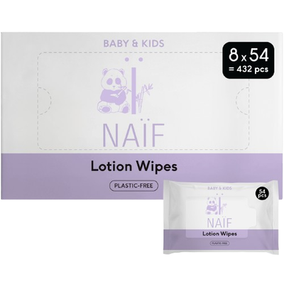Naïf | Plasticvrije Lotion Billendoekjes voor Baby &amp; Kids 8 packs