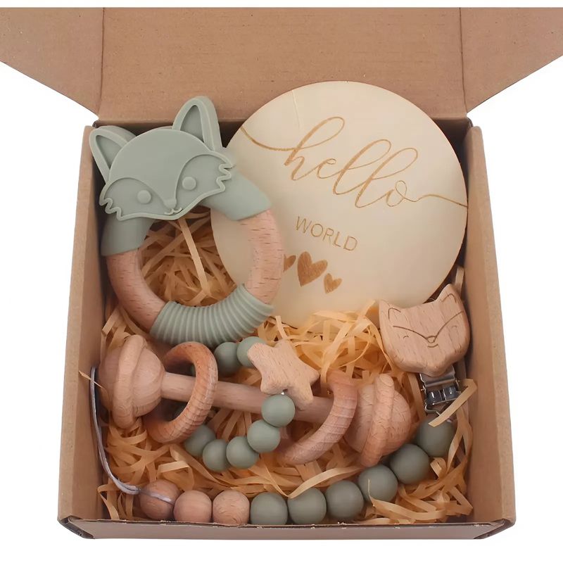 Luxe 4-Delige Baby Cadeauset – Groen met Vosje