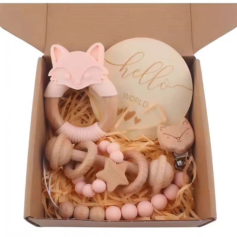 Luxe 4-Delige Baby Cadeauset – Roze met Vosje