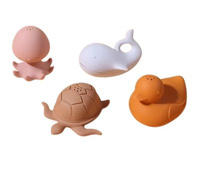 Set van 4 Siliconen Badspeeltjes - Walvis, Octopus, Schildpad &amp; Eend