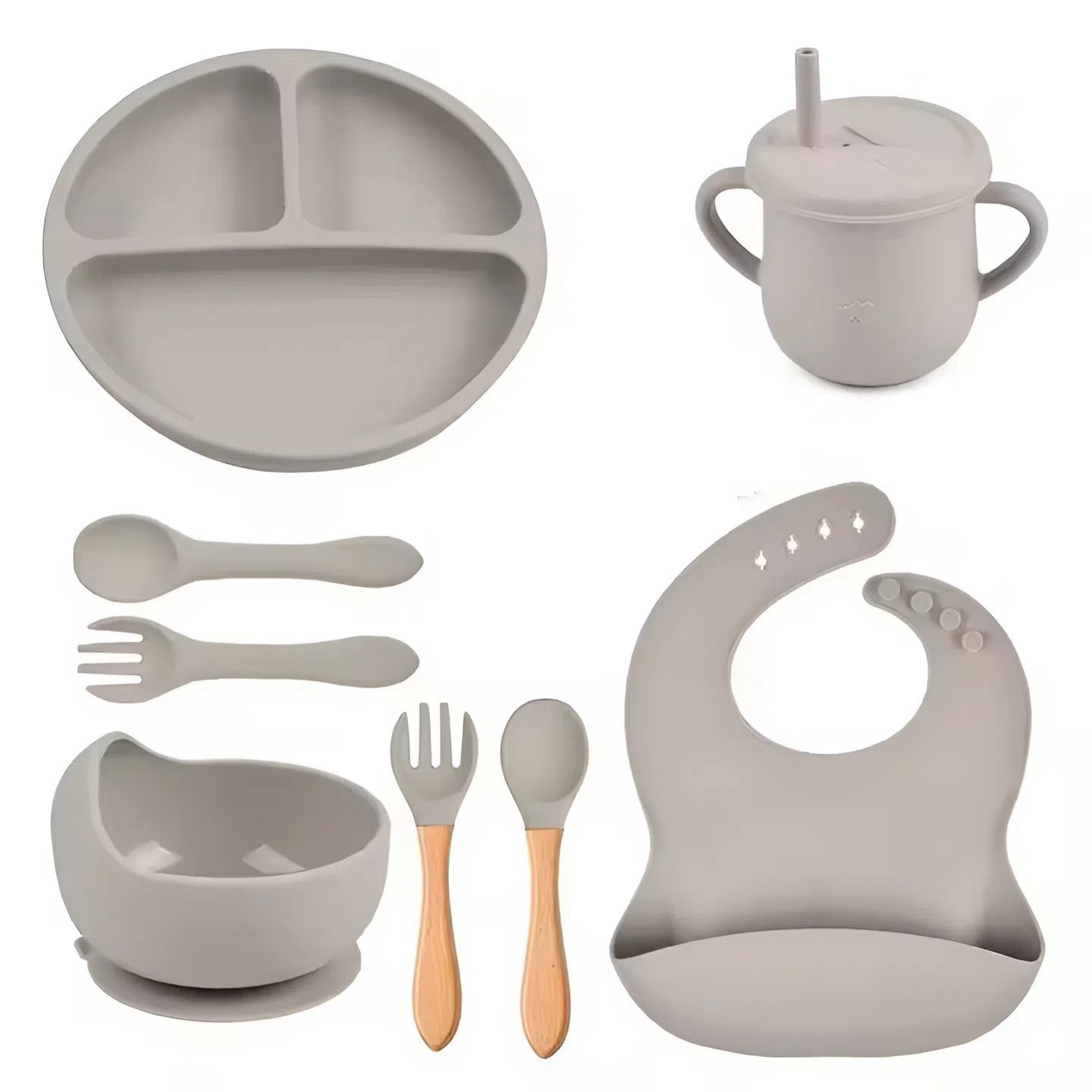 Siliconen Eetset 9-delig - Stone Beige