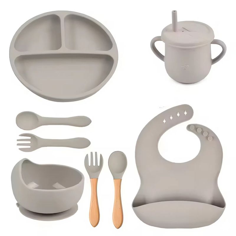 Siliconen Eetset 9-delig - Stone Beige