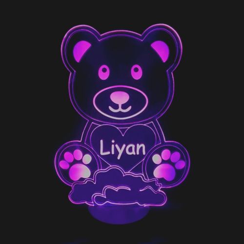 Personalisiertes Nachtlicht für Kinder, LED-Lampe Bär