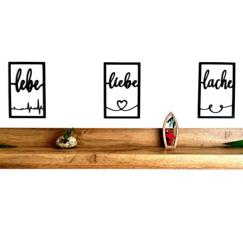 Wandbilder 3er Set - lebe, liebe, lache