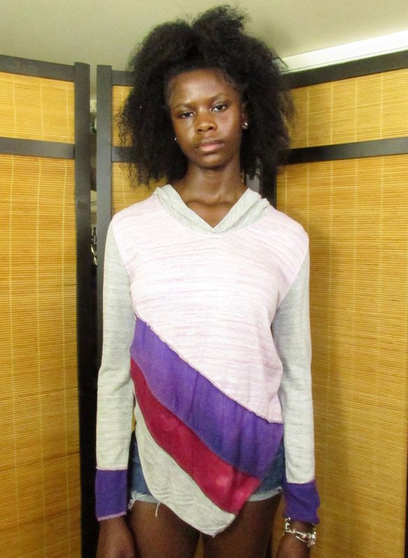 Asymmetrical Hoodie in Pink Fusion