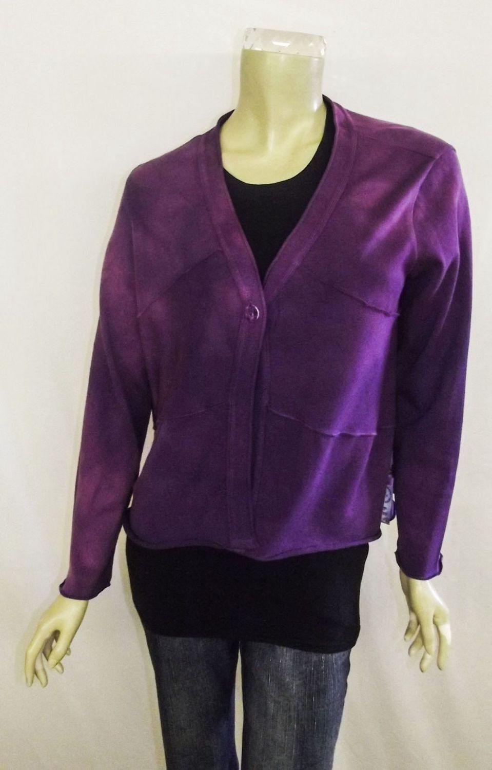 Bejeweled Cropped Sky-Dye Cardigan in Radiant Fall Sunset