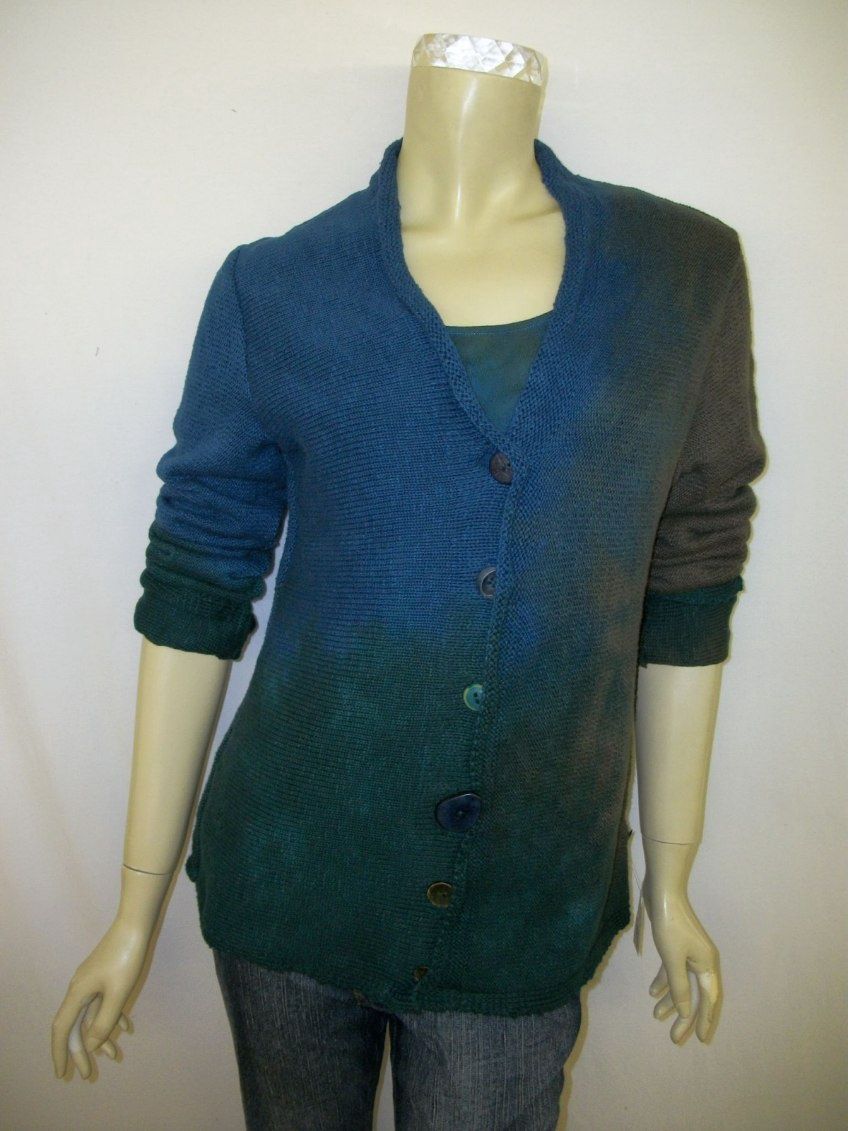 Bejeweled Long Sky-Dye Long-Sleeved Cardigan in Autumn Forest Dawn