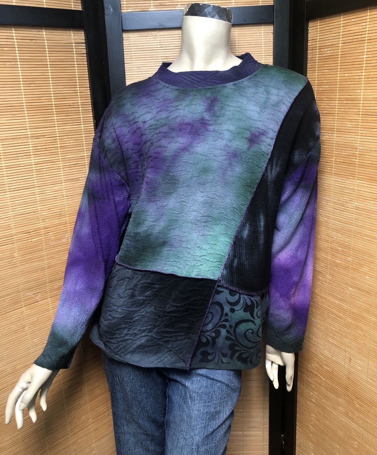 Bejeweled Long Sky-Dye Long-Sleeved Pullover in Dazzling Starry Fall
