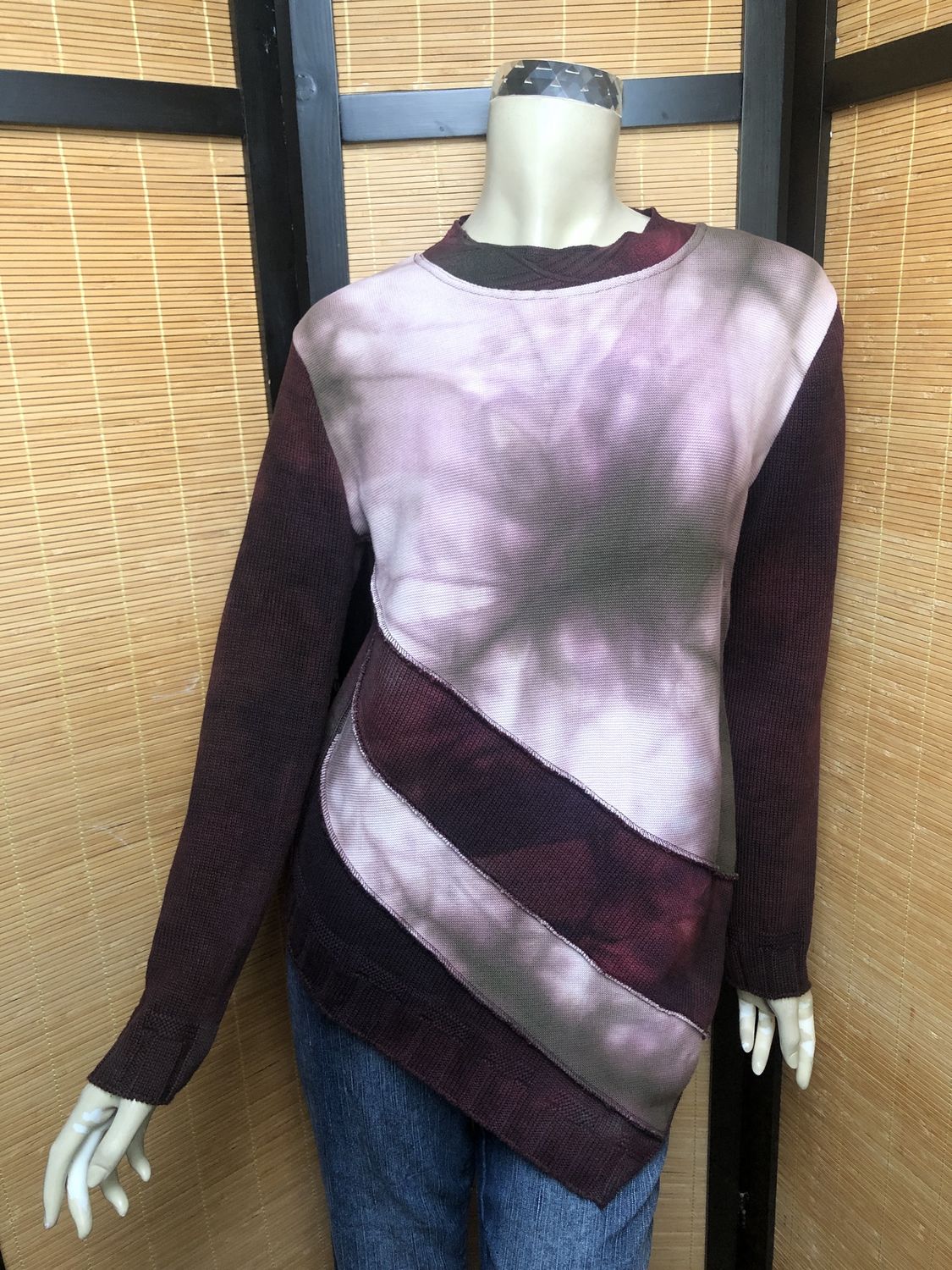Bejeweled Long Sky-Dye Long-Sleeved Pullover in Earthy Autumn Beauty
