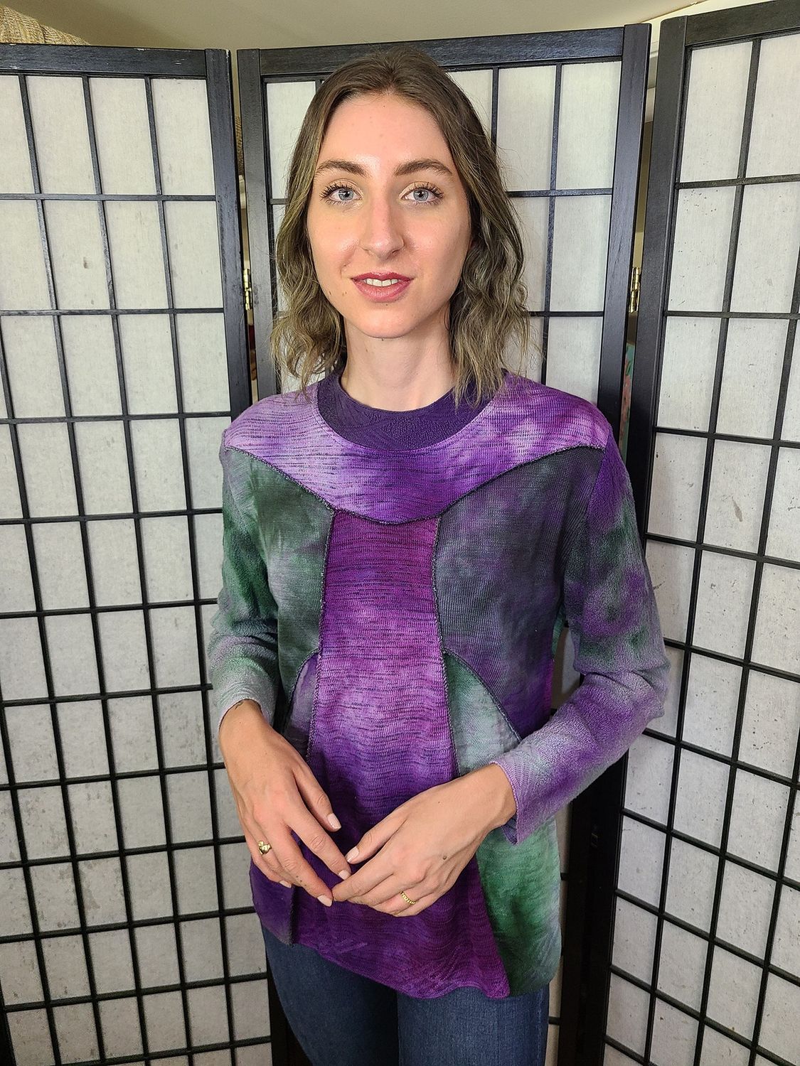 Bejeweled Mid Sky-Dye Long-Sleeved Pullover in Forest Spring Morning