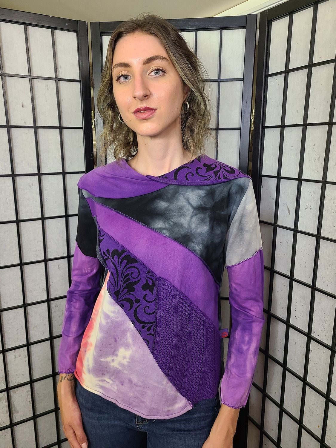 Bejeweled Mid Sky-Dye Cowl Neck Pullover in Charming Springtide