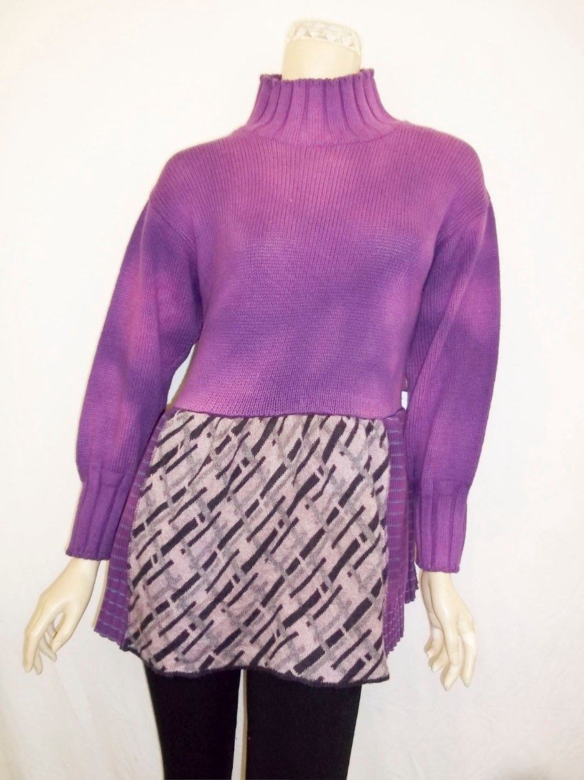 Bejeweled Long Sky-Dye Long-Sleeved Mock Turtleneck Sweater in Artistic Autumn Love