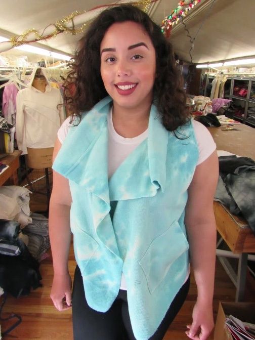 Sleeveless Cascade Vest in Sky Blue