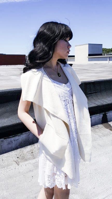 Natural Lux Sleeveless Cascade Jacket