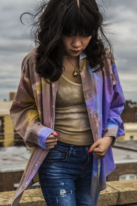 Over-Dyed Tuxedo Shirt in Passion Fruit