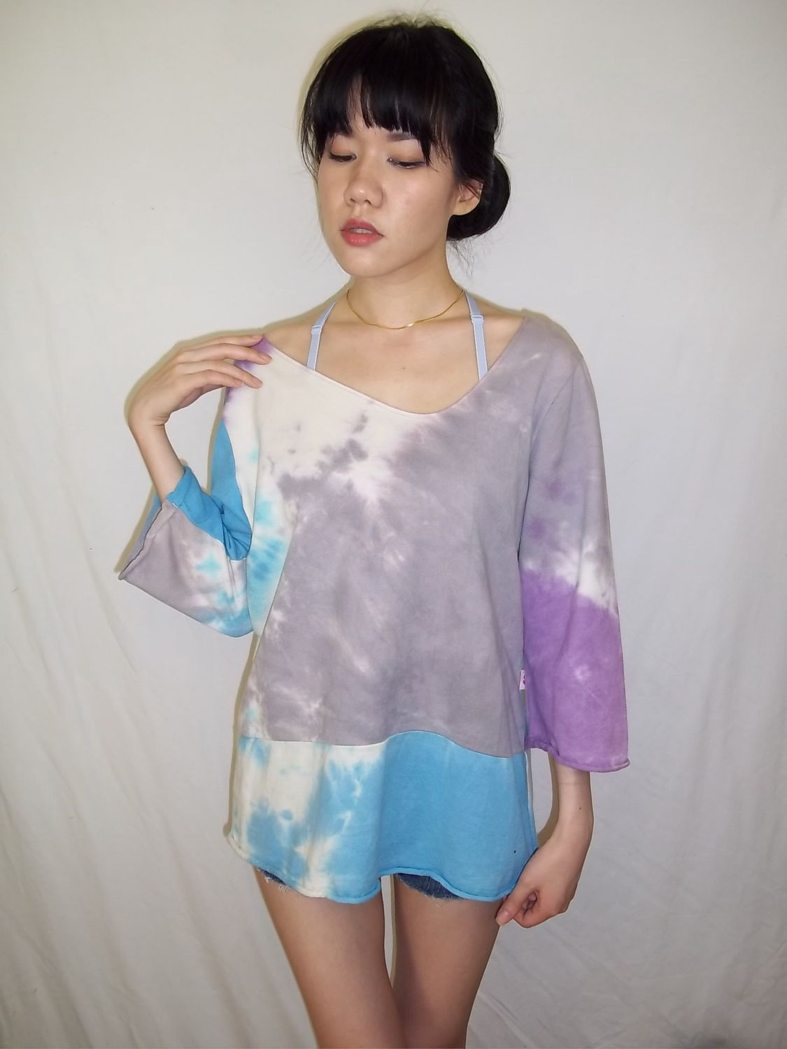 Sky-Dye Wide-Neck Shirt
