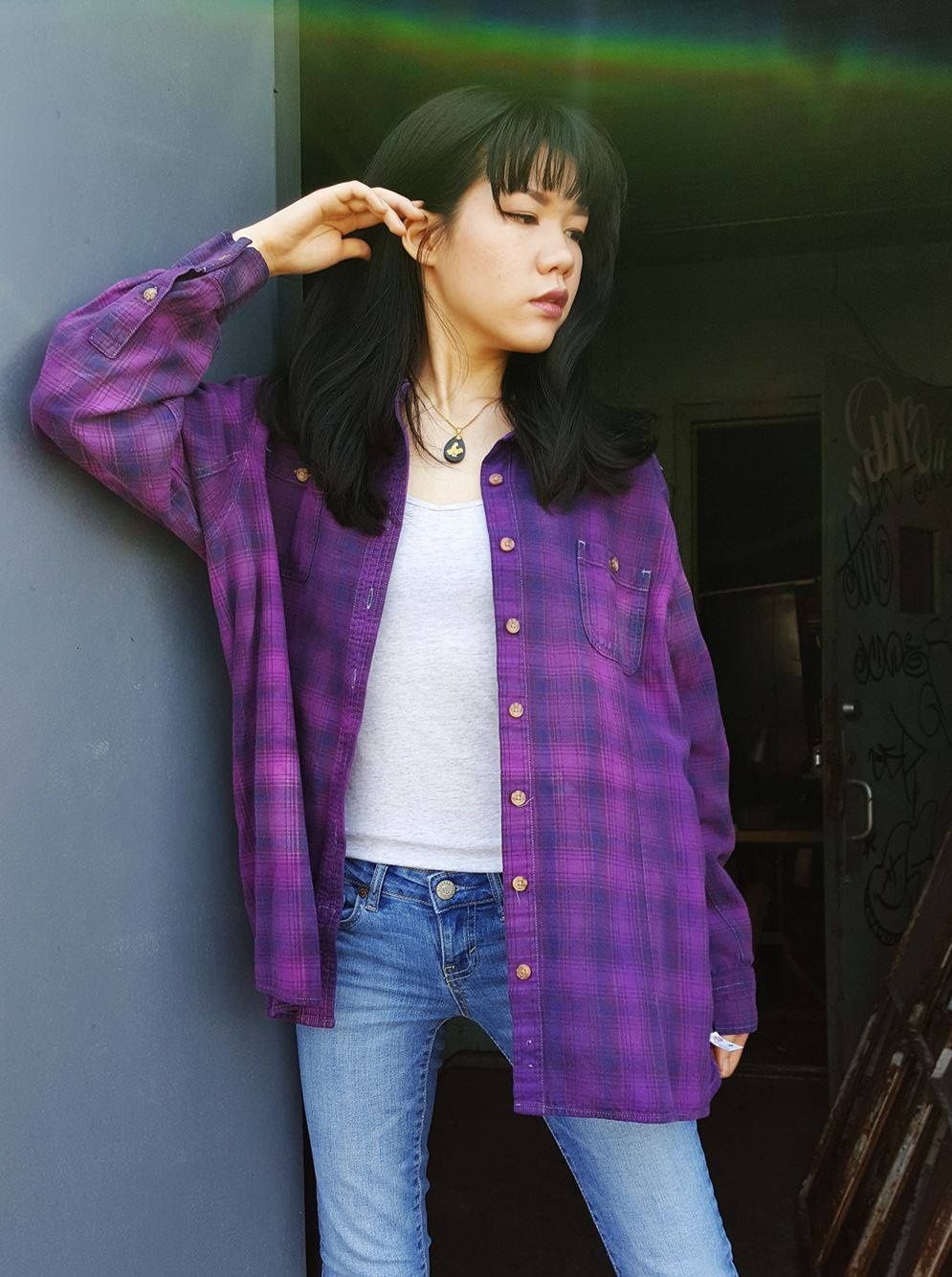 Purple Sueded Flannel Shirt