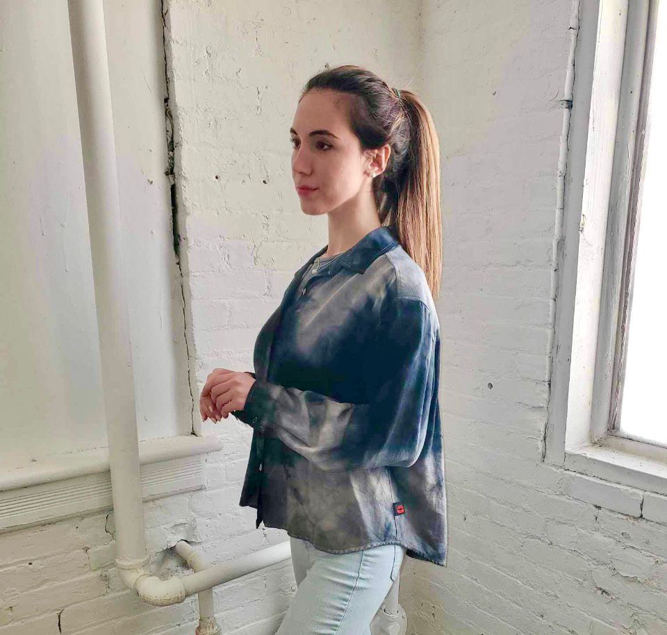 Fresh Fruit Sky-Dye Long Sleeved Shirt in Blue Cloudy Summer