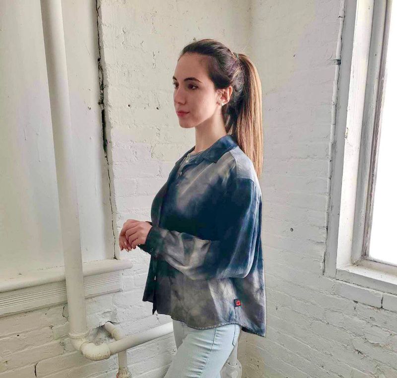 Fresh Fruit Sky-Dye Long Sleeved Shirt in Blue Cloudy Summer