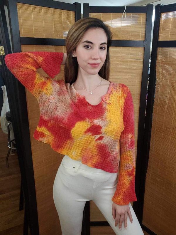 Fresh Fruit Sky-Dye Cropped Shirt in Sunset Summer