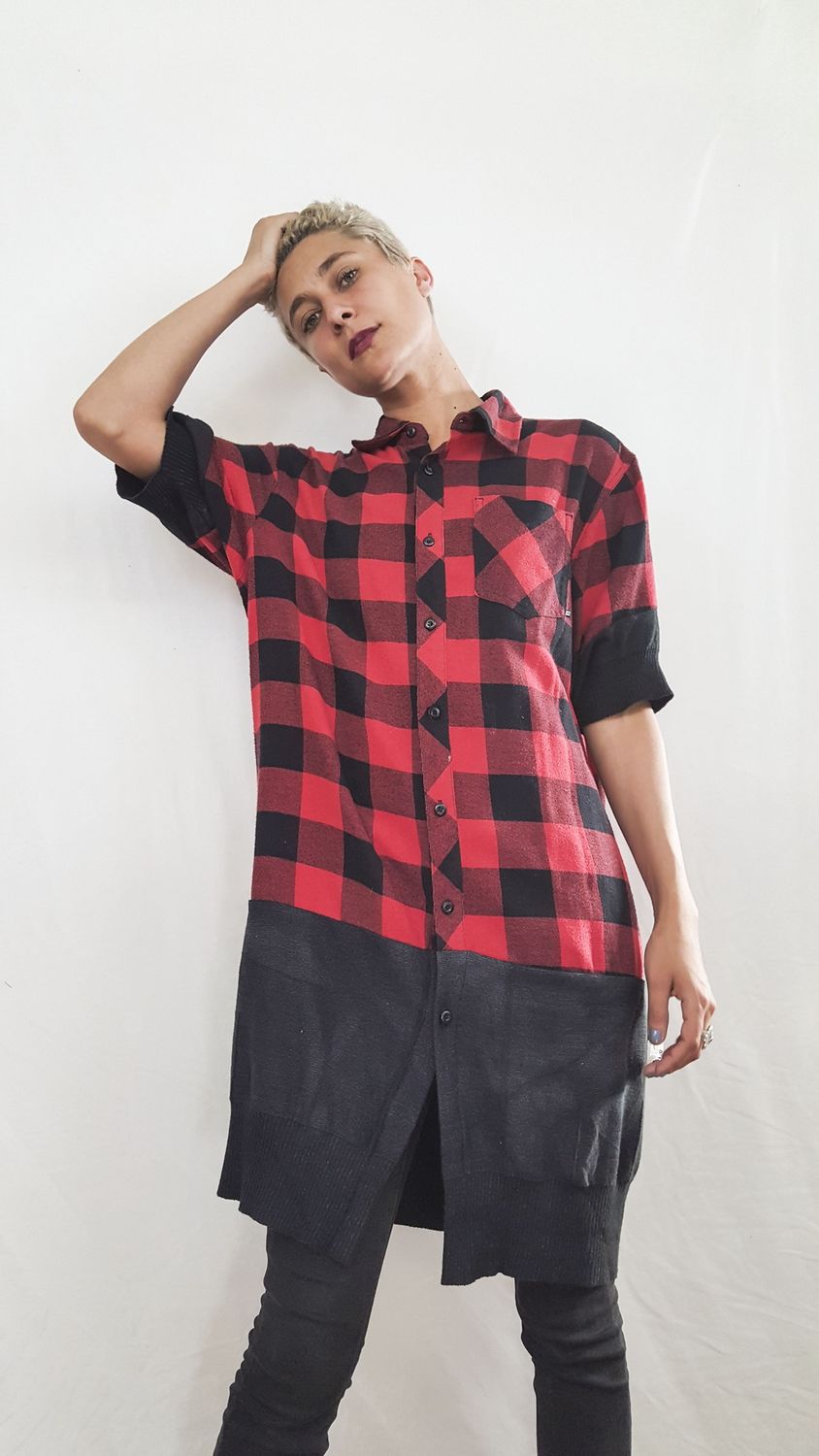 Buffalo Plaid Flannel with Sky Dye Panels
