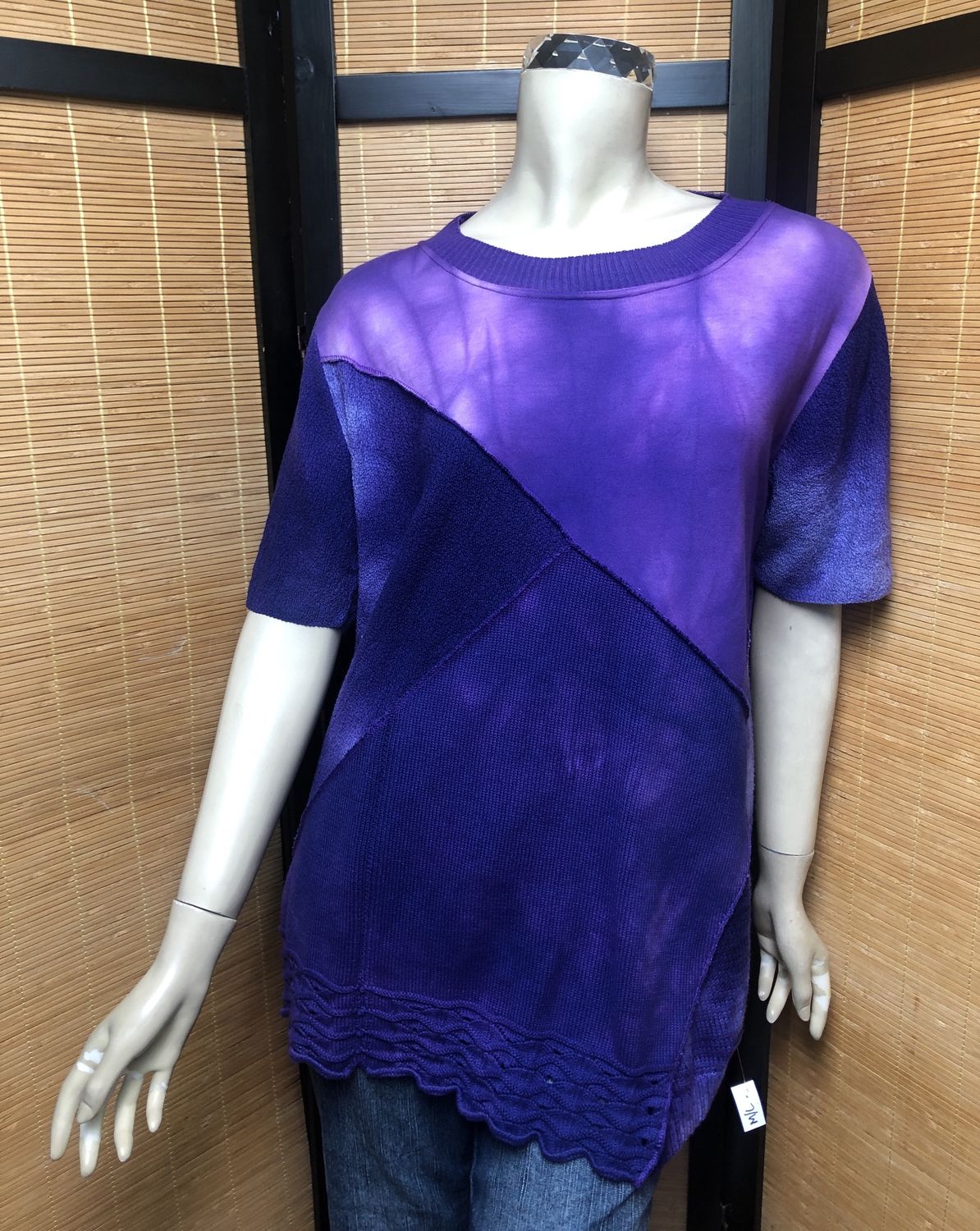 Bejeweled Long Sky-Dye Long-Sleeved Pullover in Purple Midnight Sky