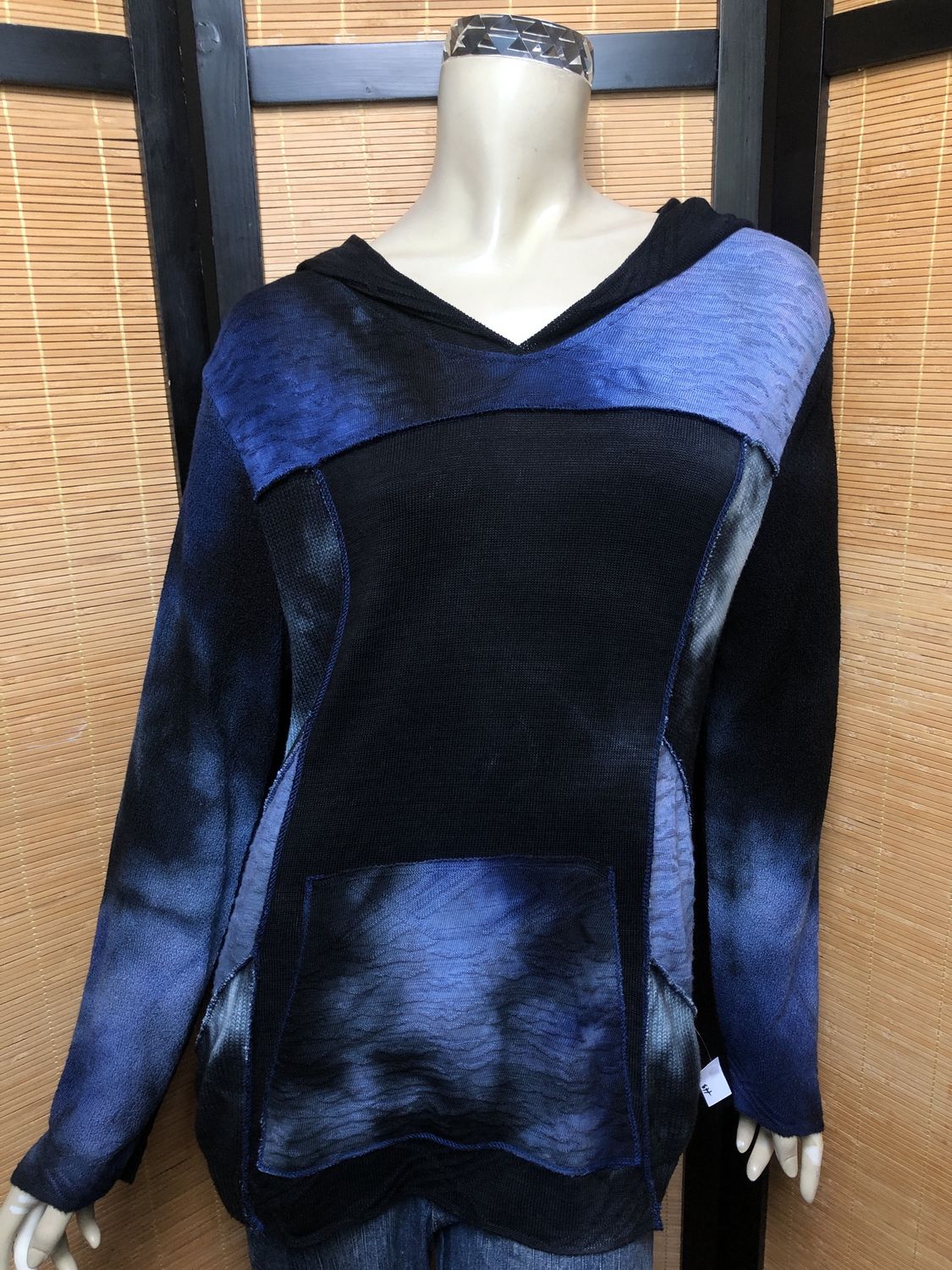 Bejeweled Long Sky-Dye Long-Sleeved Pullover in Midnight Enigmatic Love