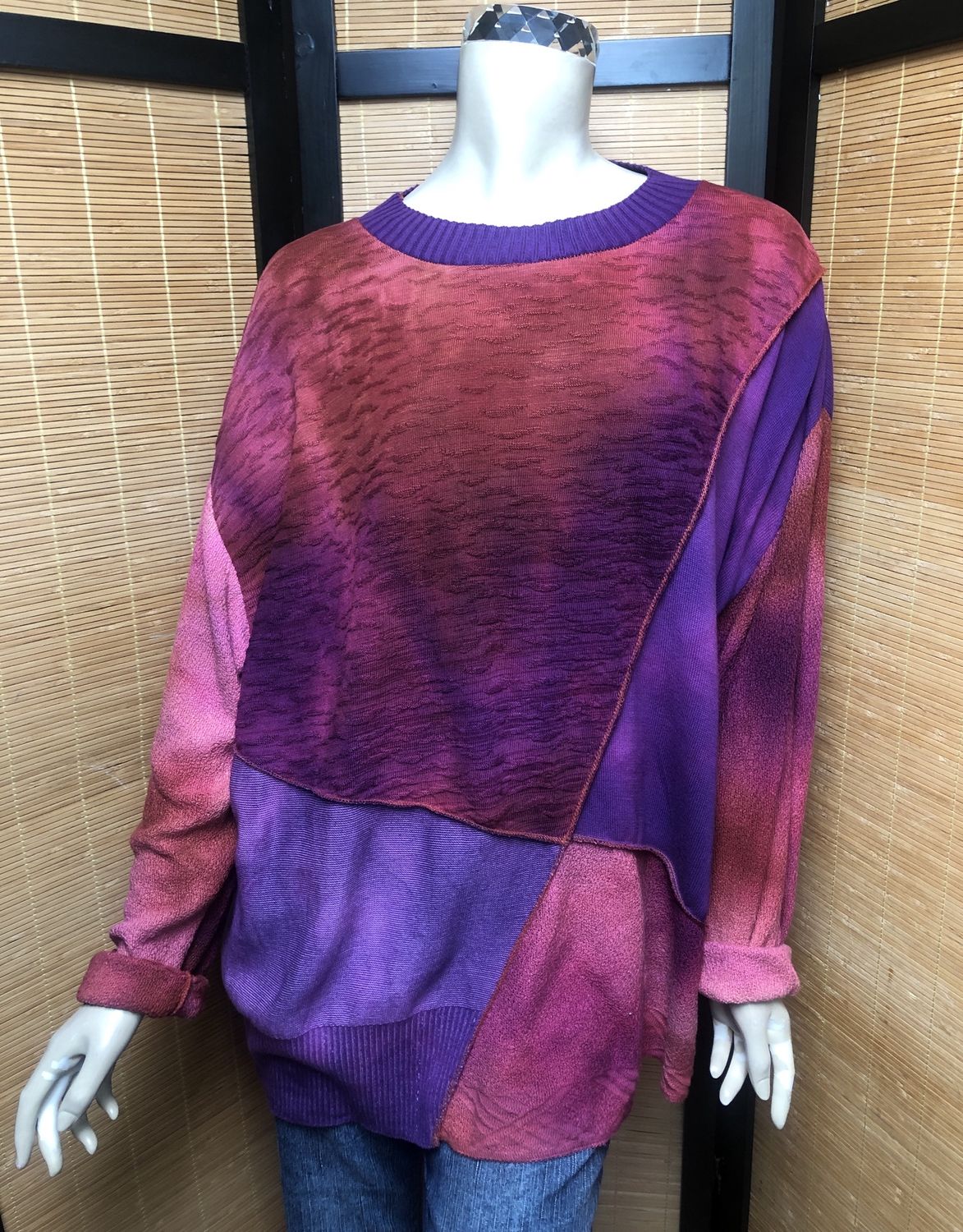 Bejeweled Long Sky-Dye Long-Sleeved Pullover in Festive Autumn Night