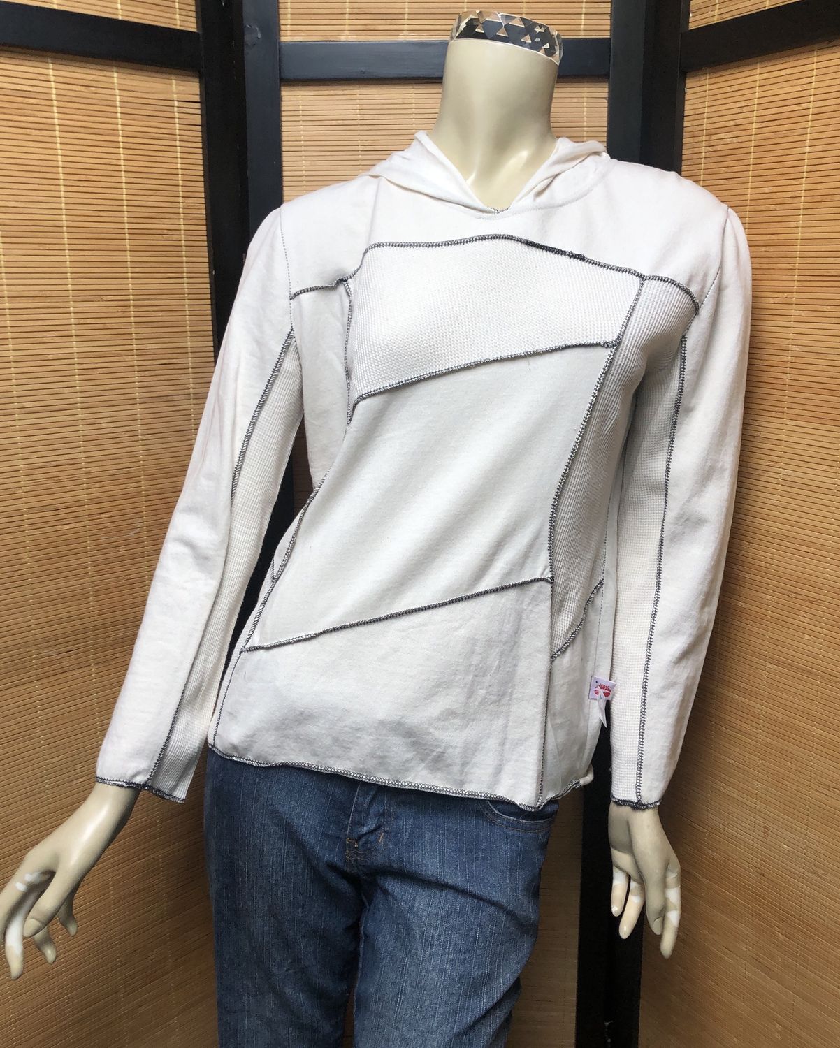 Fresh Fruit Sky-Dye Cropped Long-Sleeved Hooded Pullover in Gray Clouded Spring
