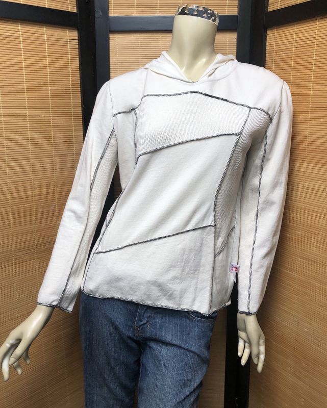 Fresh Fruit Sky-Dye Cropped Long-Sleeved Hooded Pullover in Gray Clouded Spring
