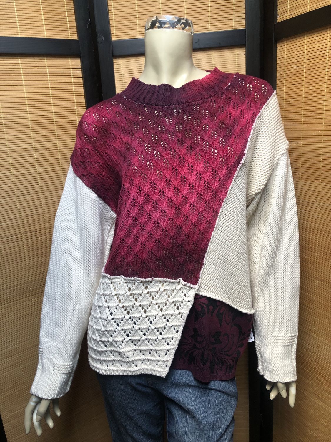 Fresh Fruit Sky-Dye Mid Long-Sleeved Crew-Necked Pullover in Raspberry Springtide Belle