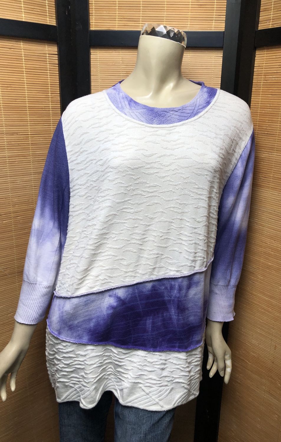 Fresh Fruit Sky-Dye Long Long-Sleeved Crew-Necked Pullover in Blue Midnight Sunrise