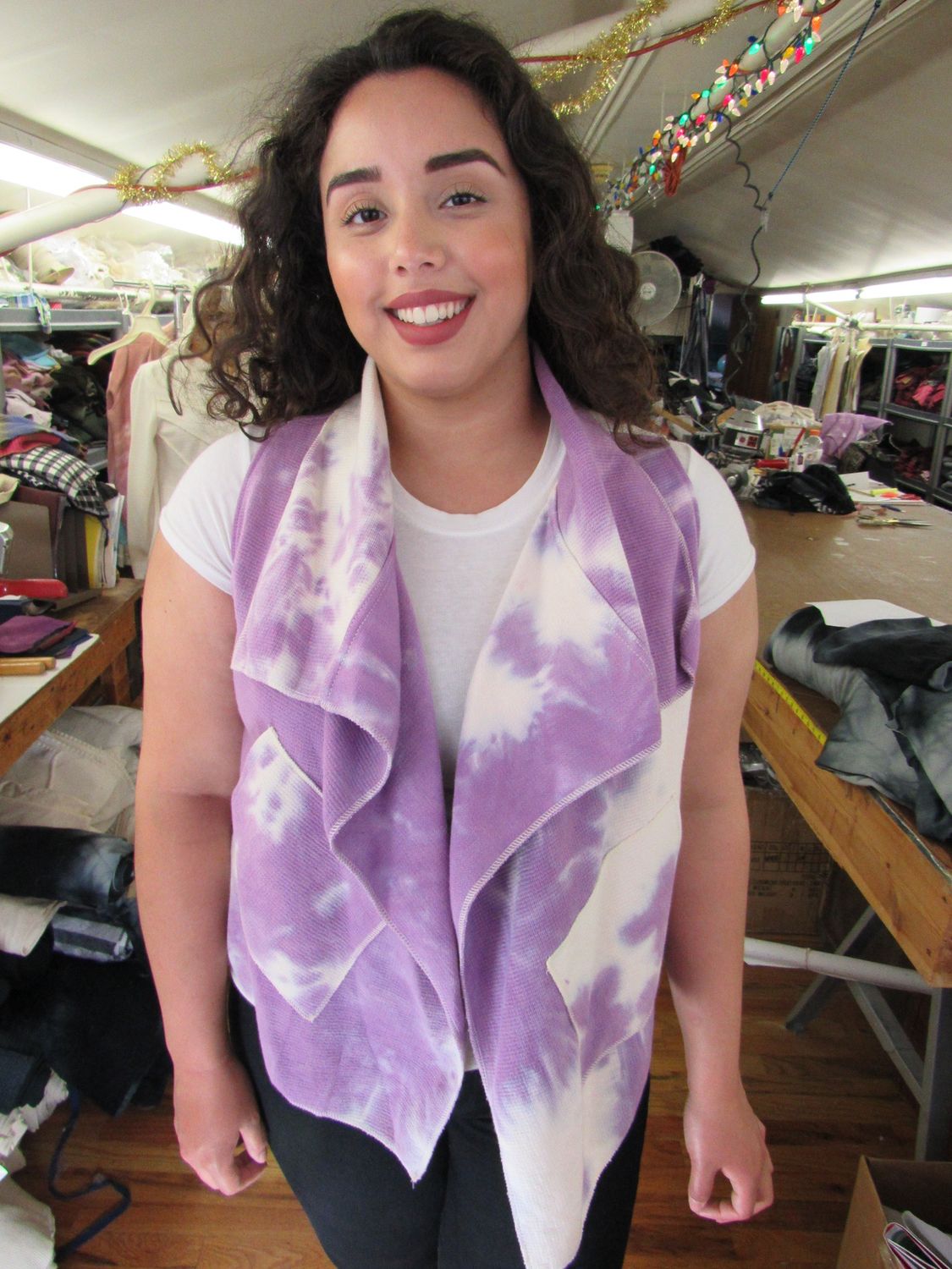 Sleeveless Cascade Vest in Violet