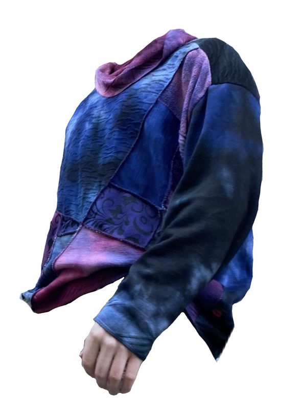 Blue Men&#39;s Cowl Neck Boxy Tunic