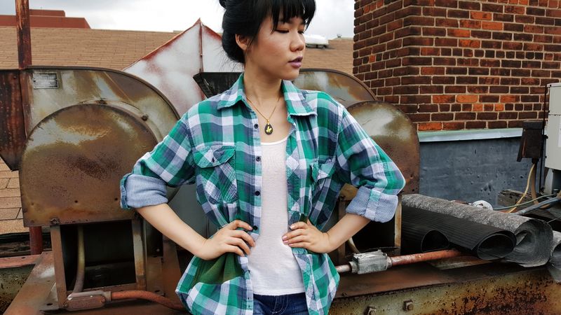 Button up Flannel with Knit Panels