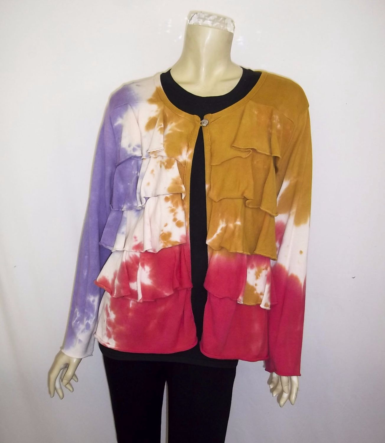 Cardigan ruffled lt. wgt l/s