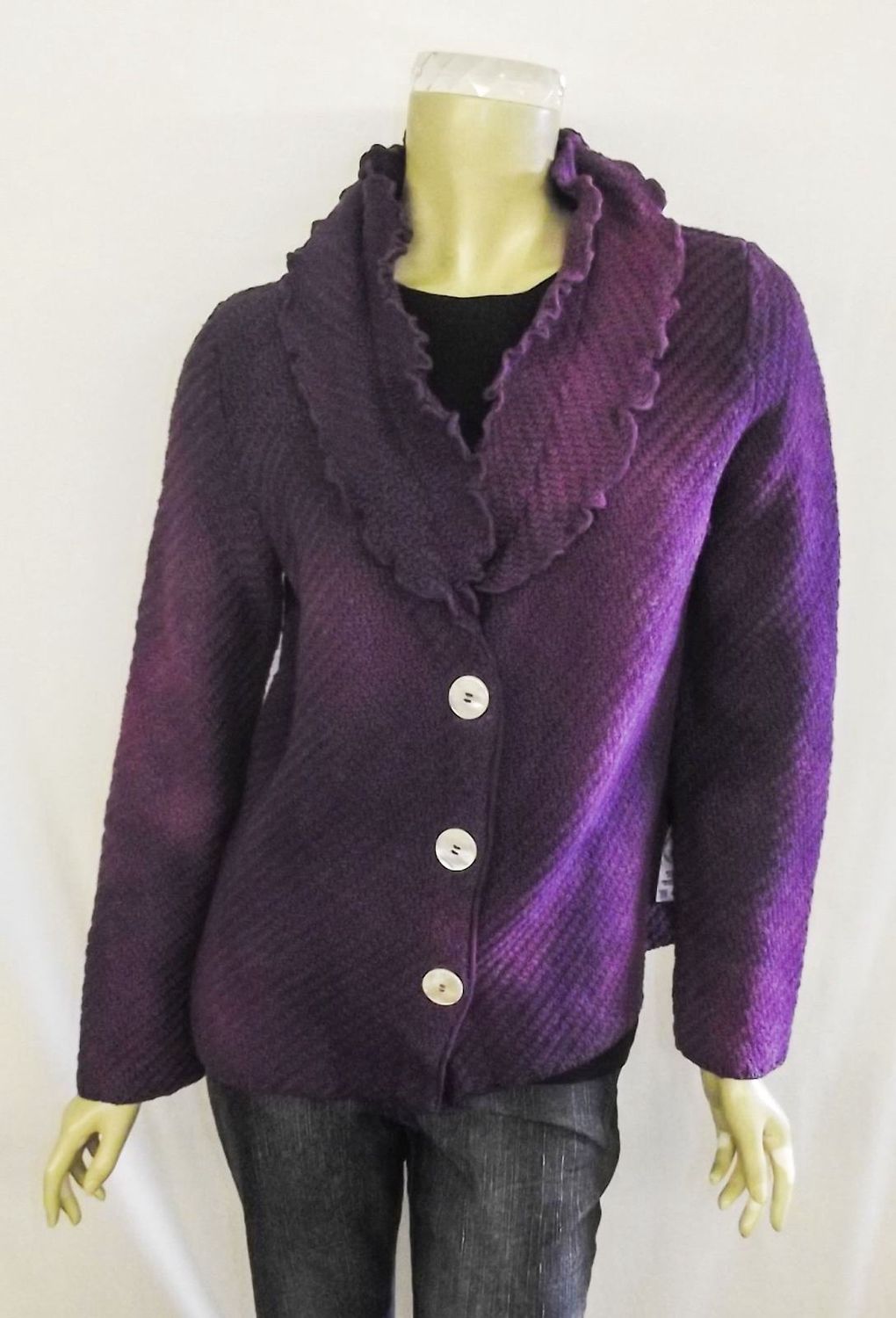 Bejeweled Mid Sky-Dye Long-Sleeved Cardigan in Autumn Purple Love