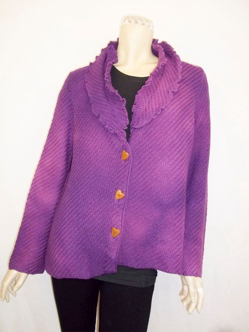 Bejeweled Mid Sky-Dye Long-Sleeved Cardigan in Purple Fall Comfort