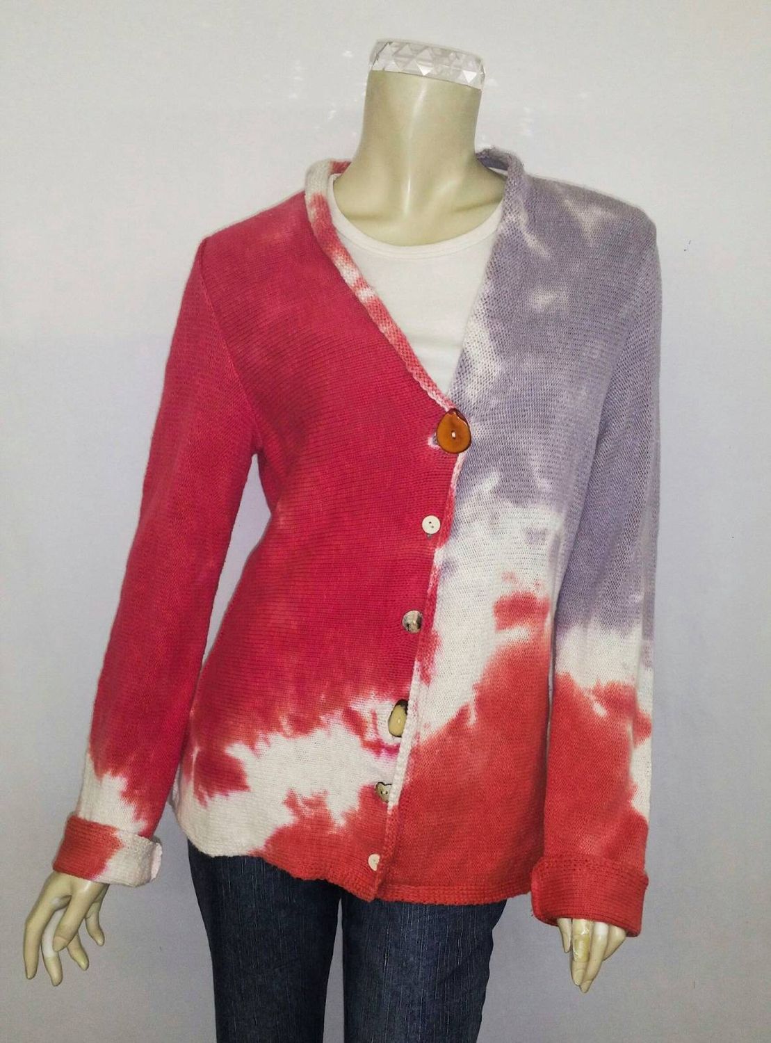 Fresh Fruit Sky-Dye Mid Cardigan in Gray Spring Sunset