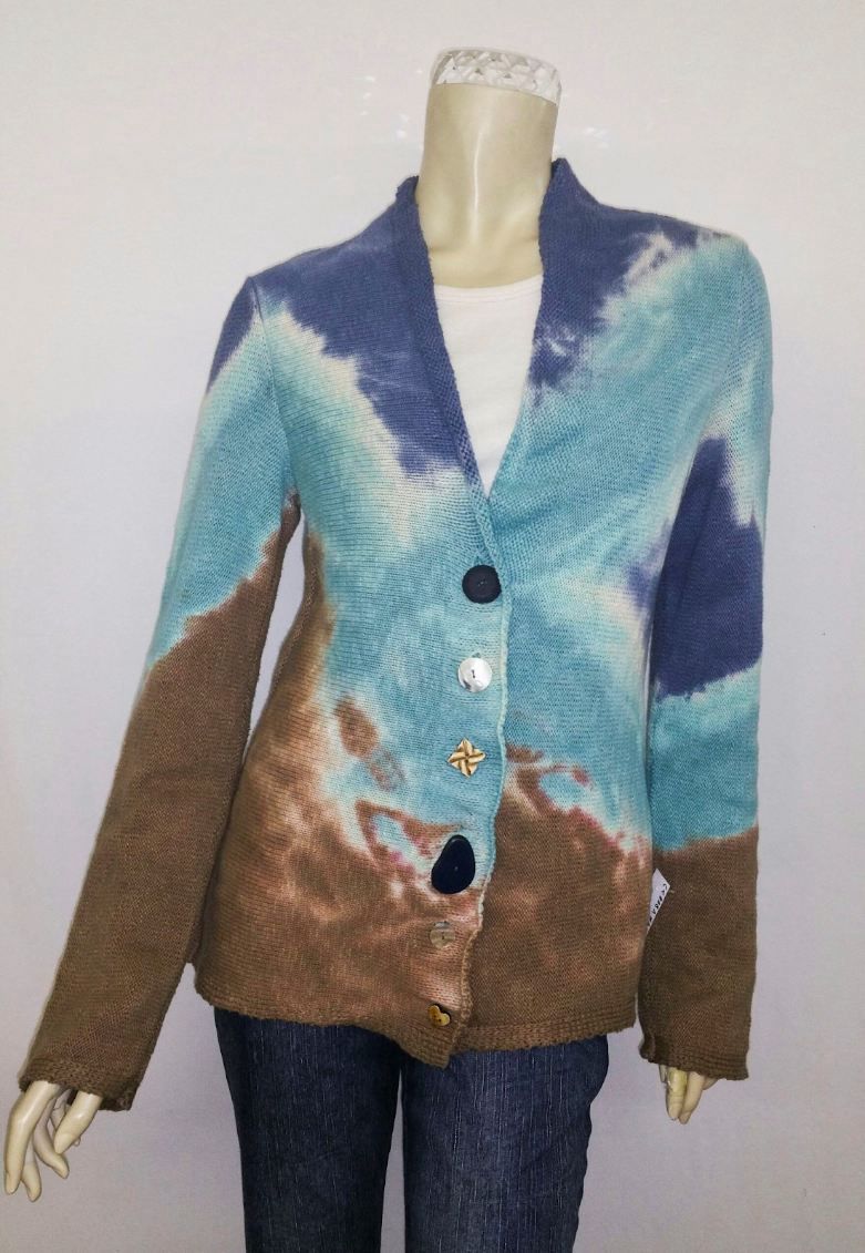 Fresh Fruit Sky-Dye Mid Cardigan in River Blue Earth