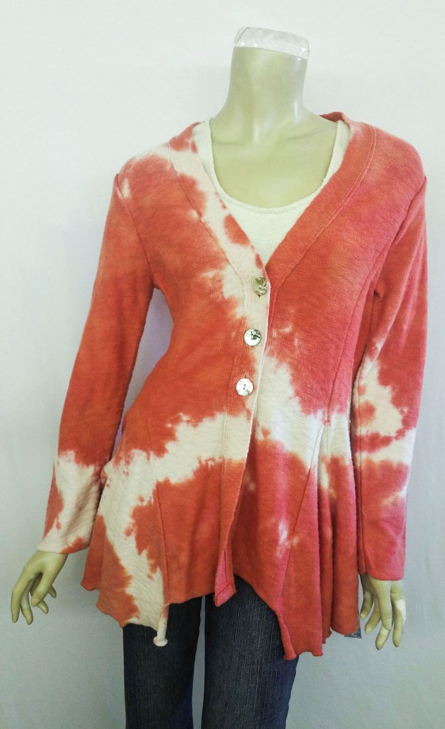 Fresh Fruit Sky-Dye Long Cardigan in Orange Sunrise