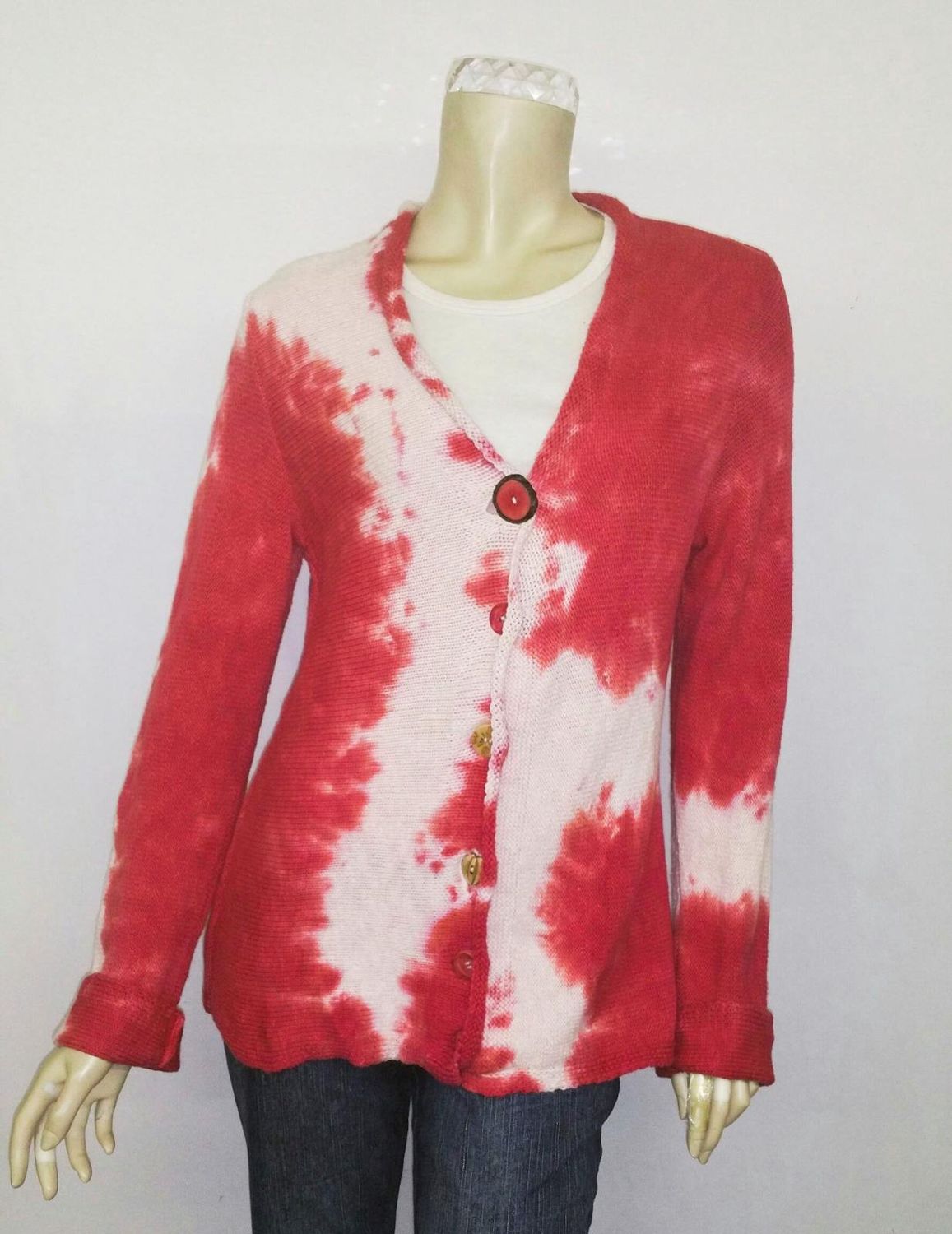 Fresh Fruit Sky-Dye Mid Cardigan in Maroon Sunrise Spring